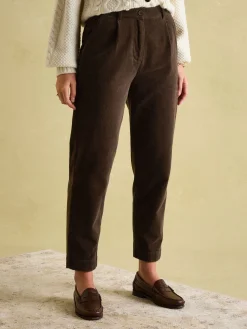Calla Dark Brown Corduroy Tapered Trousers<Joules Clearance