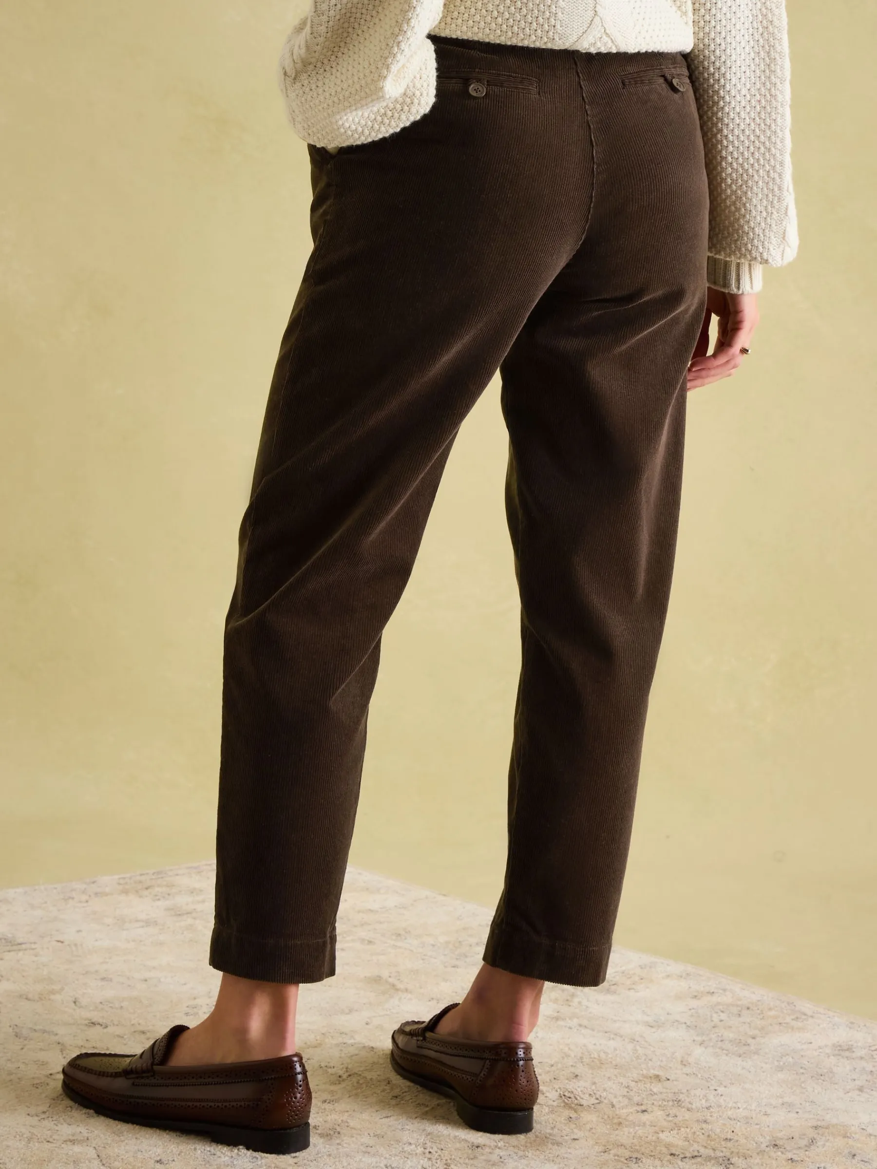 Calla Dark Brown Corduroy Tapered Trousers<Joules Clearance