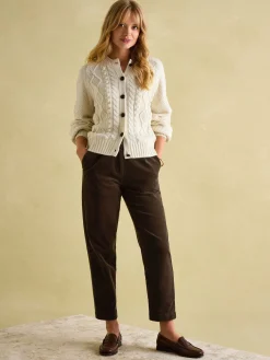 Calla Dark Brown Corduroy Tapered Trousers<Joules Clearance