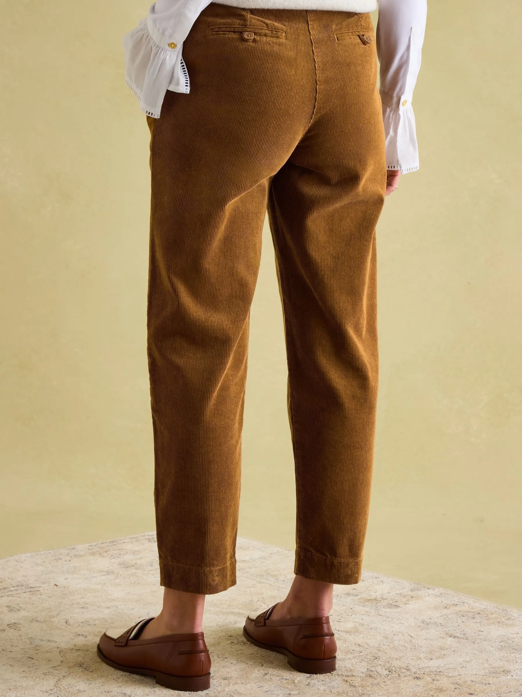 Calla Tan Brown Corduroy Tapered Trousers<Joules Hot