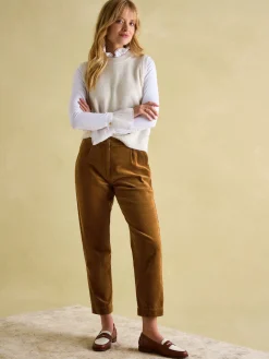 Calla Tan Brown Corduroy Tapered Trousers<Joules Hot