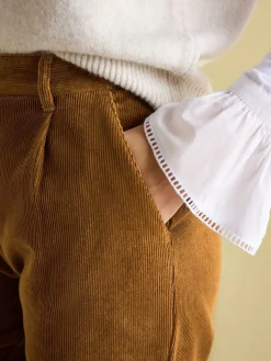 Calla Tan Brown Corduroy Tapered Trousers<Joules Hot