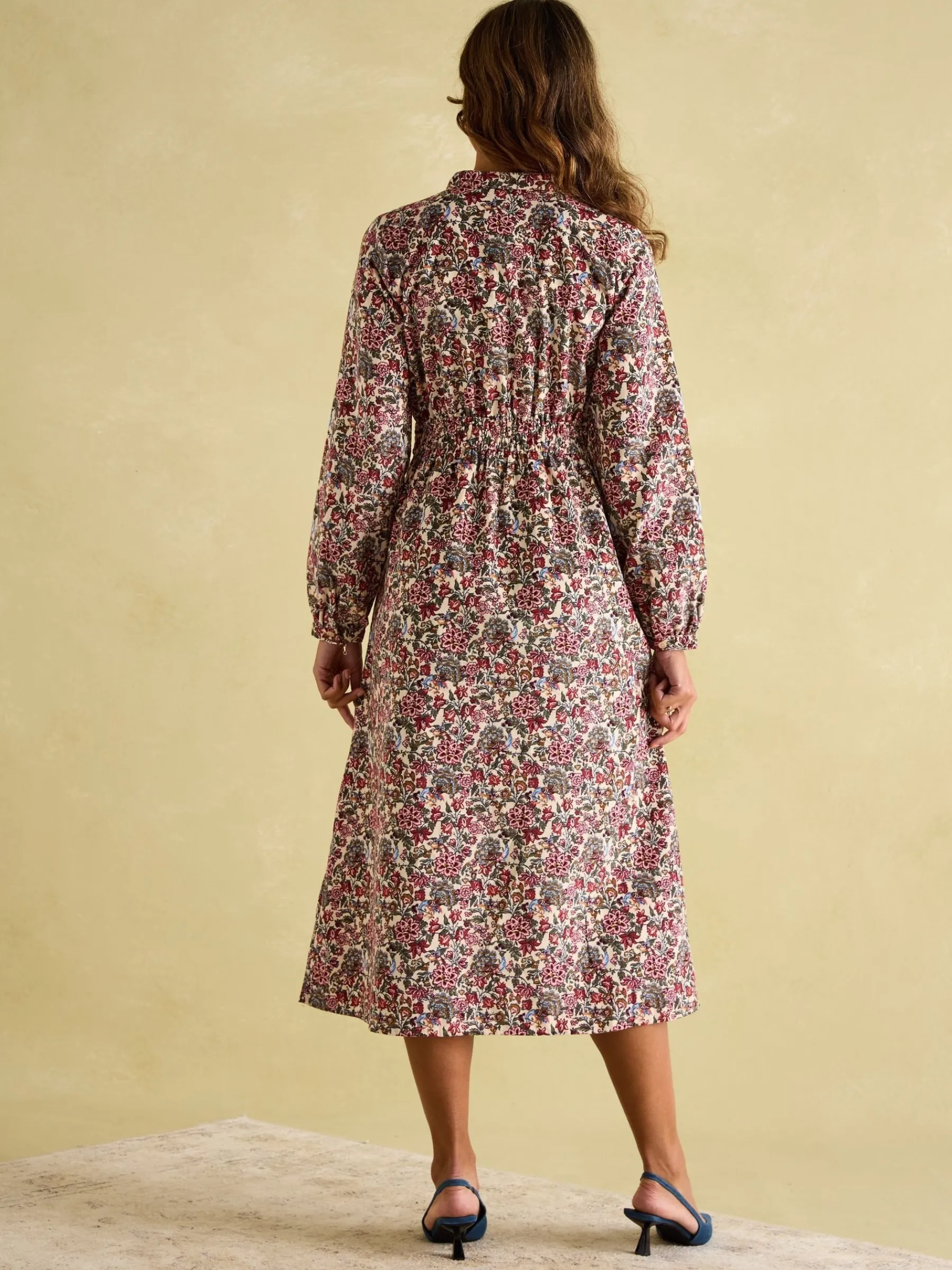 Cara Cream Ditsy Cord Twisted Front Dress<Joules New