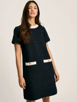 Celeste Navy Blue Mini Boucle Dress<Joules Clearance