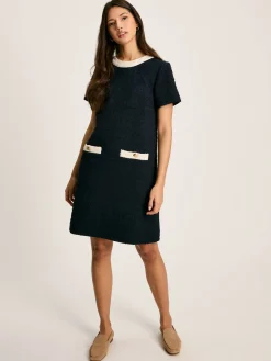 Celeste Navy Blue Mini Boucle Dress<Joules Clearance