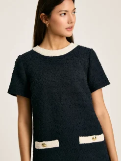 Celeste Navy Blue Mini Boucle Dress<Joules Clearance