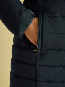 Cherington Showerproof Longline Padded Coat with Faux Fur Hood<Joules Clearance