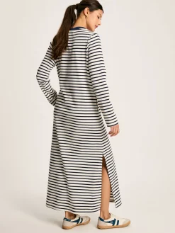 Cleo Navy& White Striped Long Sleeve Jersey Midi Dress<Joules