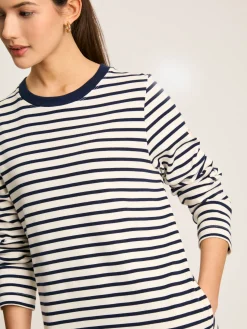 Cleo Navy& White Striped Long Sleeve Jersey Midi Dress<Joules