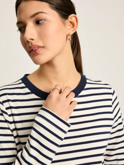 Cleo Navy& White Striped Long Sleeve Jersey Midi Dress<Joules