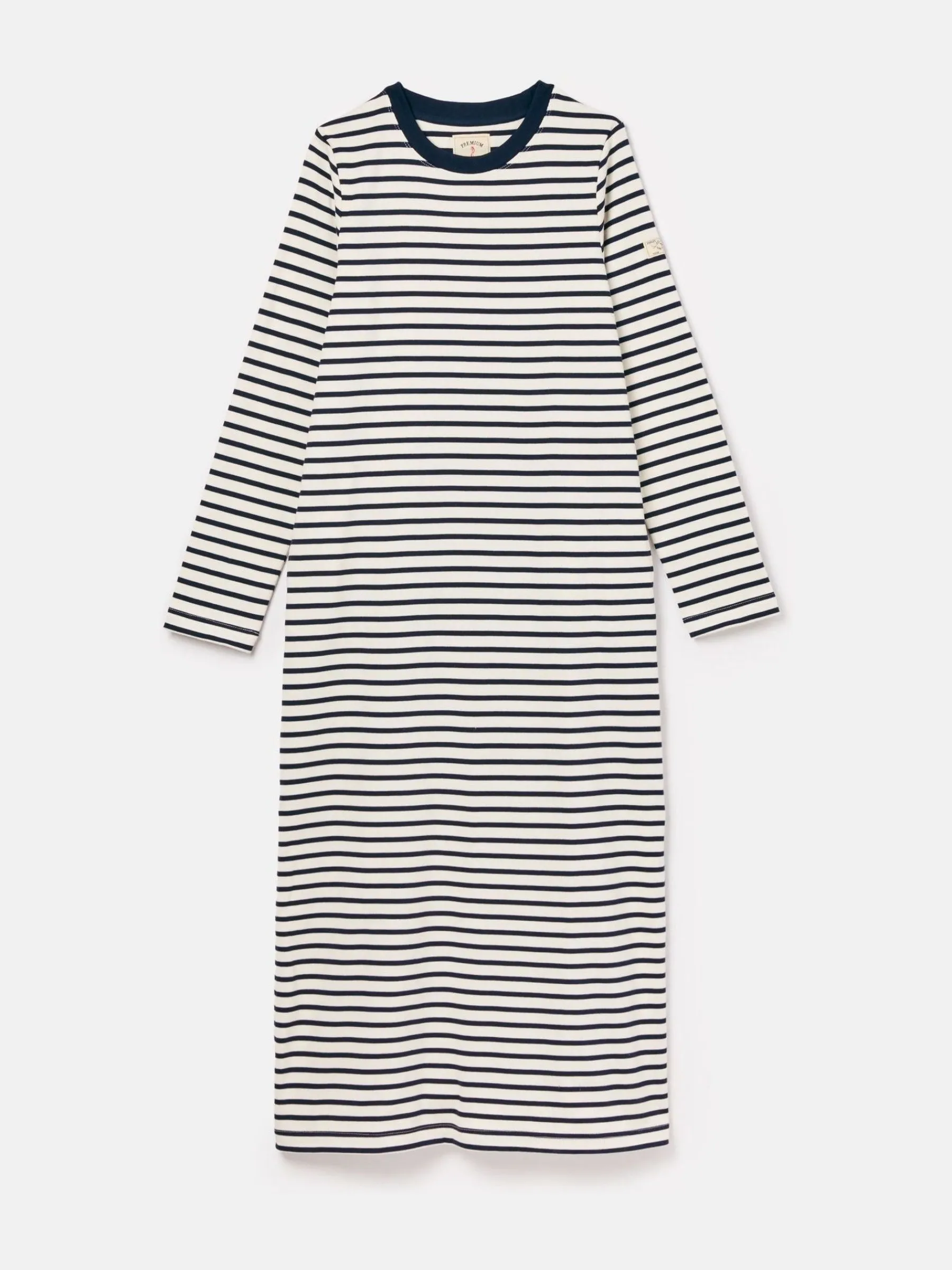 Cleo Navy& White Striped Long Sleeve Jersey Midi Dress<Joules
