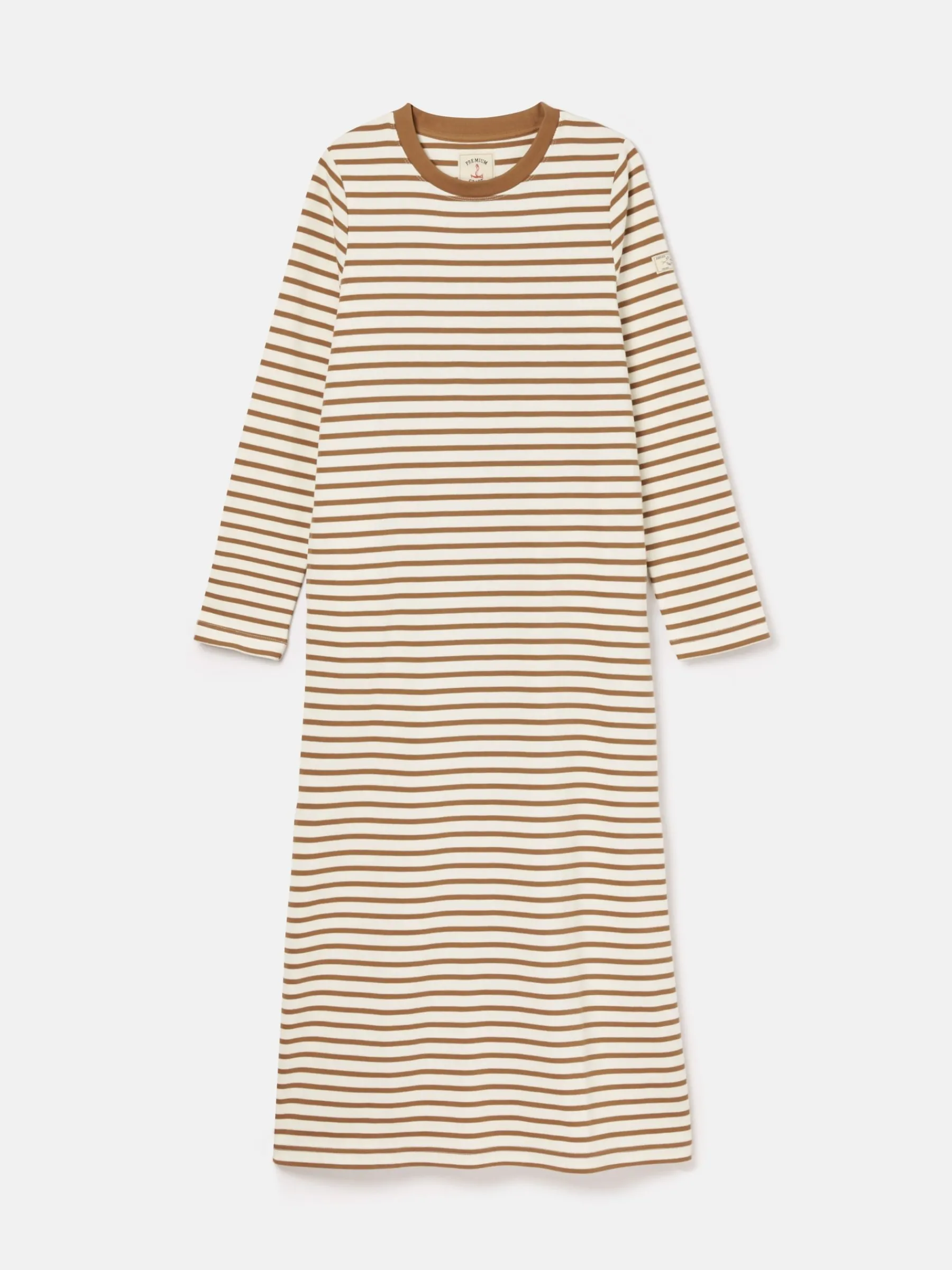 Cleo Tan Brown Striped Long Sleeve Jersey Midi Dress<Joules Sale