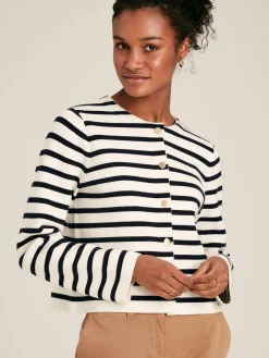 Constance Cream & Navy Striped Cotton Cardigan<Joules Best
