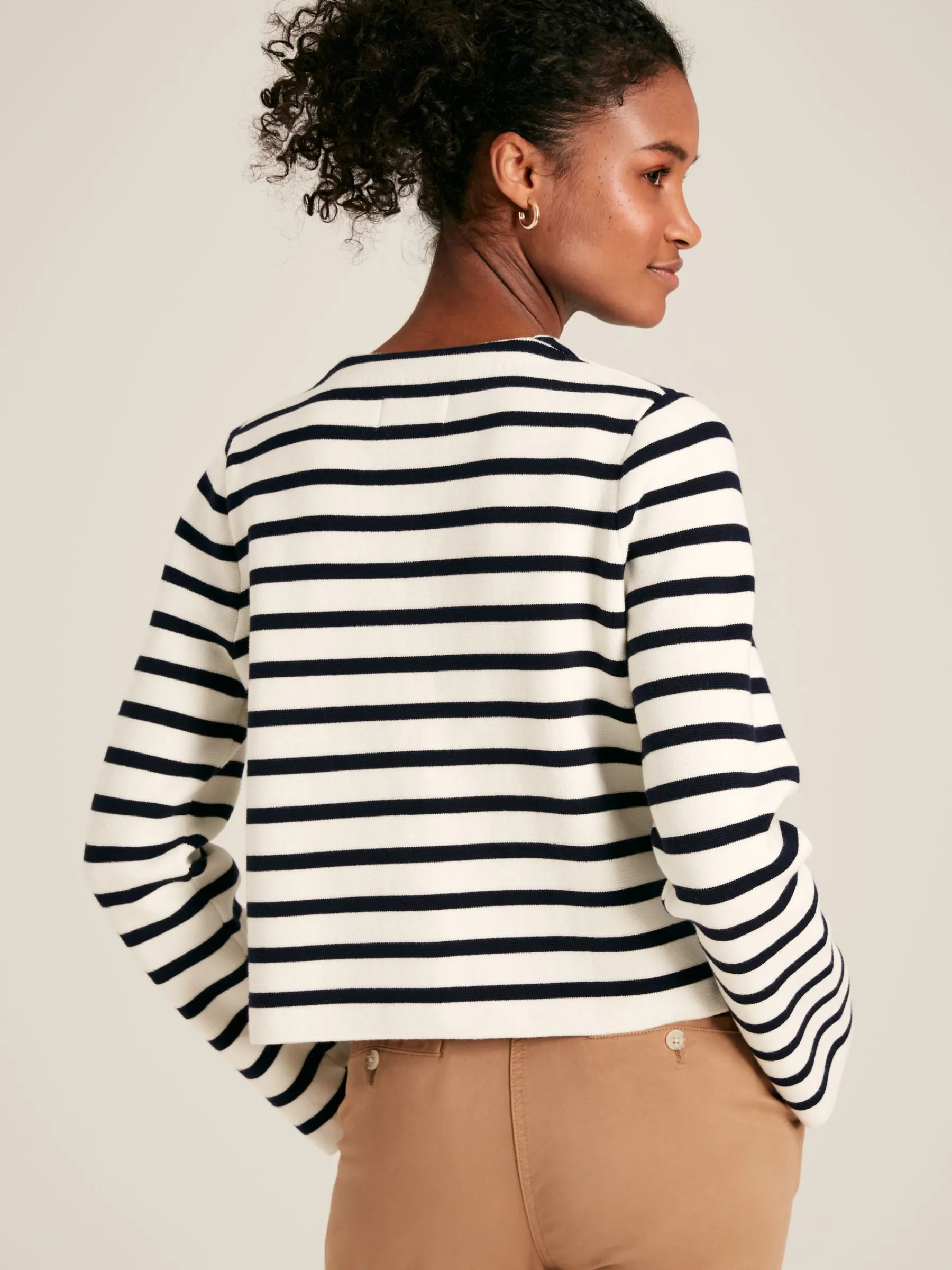 Constance Cream & Navy Striped Cotton Cardigan<Joules Best