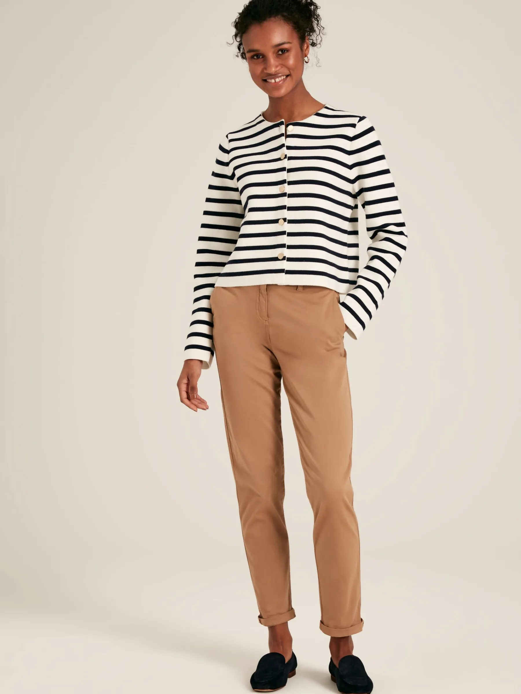 Constance Cream & Navy Striped Cotton Cardigan<Joules Best