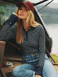 Cordelia Navy geo Long Sleeve Top<Joules