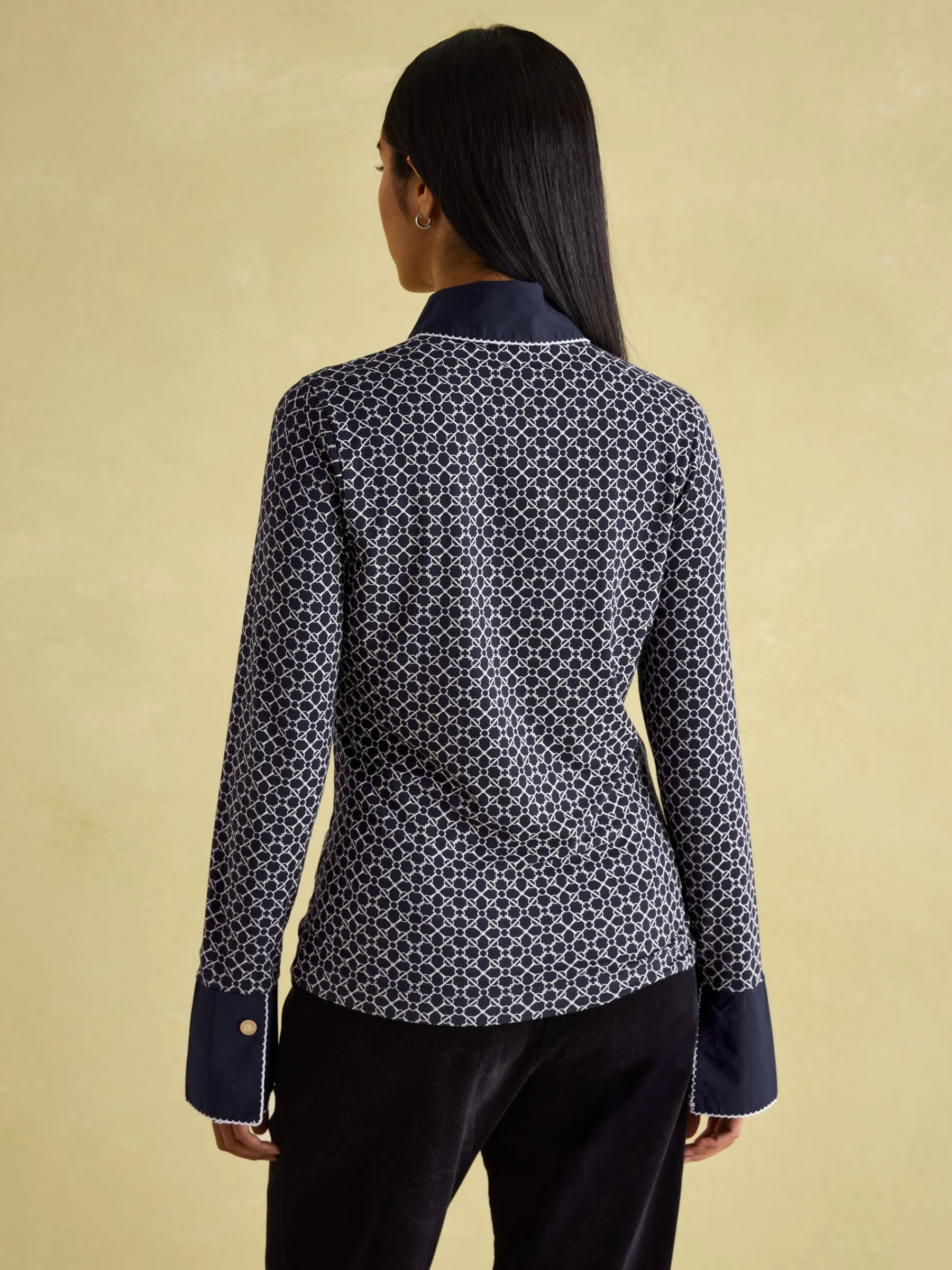 Cordelia Navy geo Long Sleeve Top<Joules