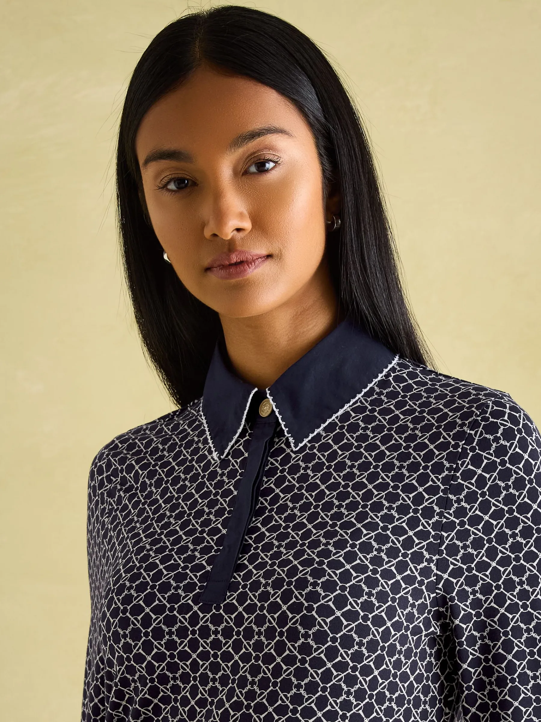 Cordelia Navy geo Long Sleeve Top<Joules