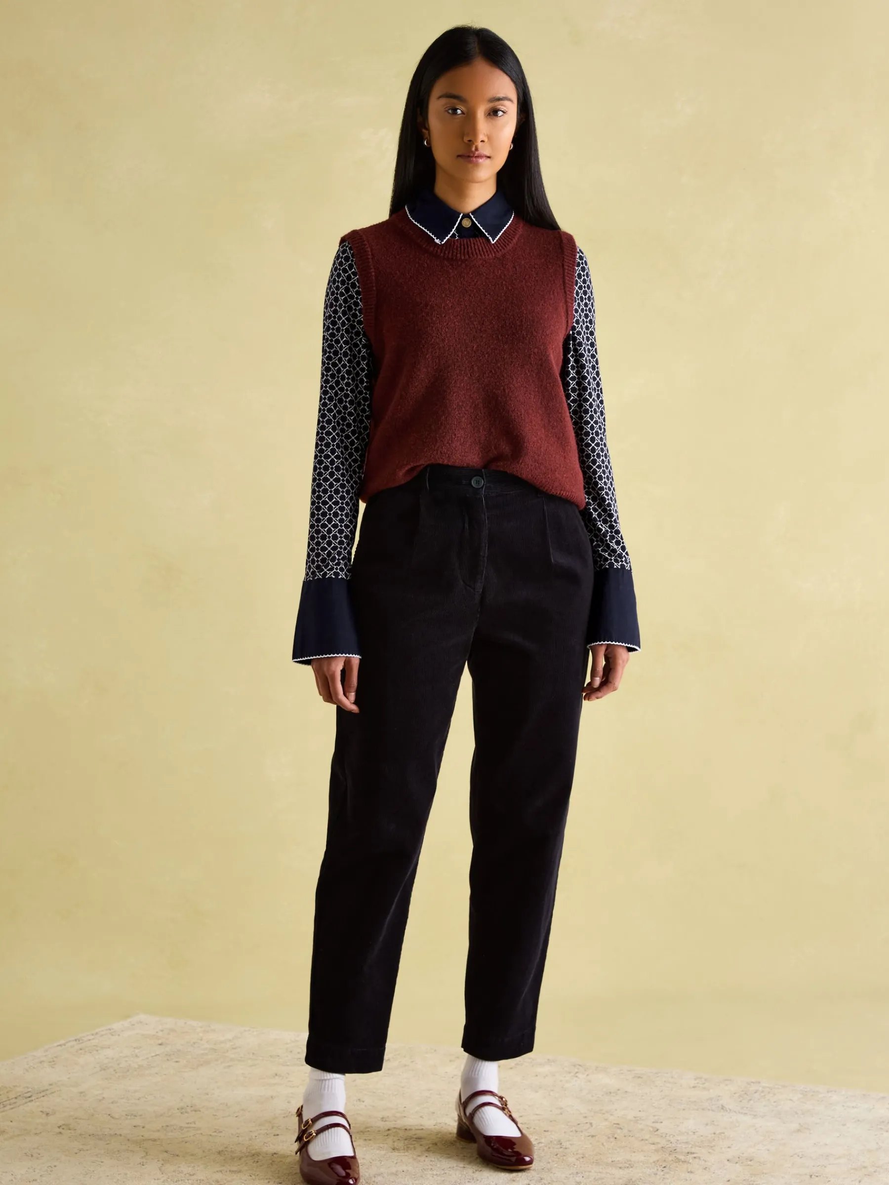 Cordelia Navy geo Long Sleeve Top<Joules