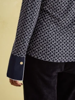 Cordelia Navy geo Long Sleeve Top<Joules