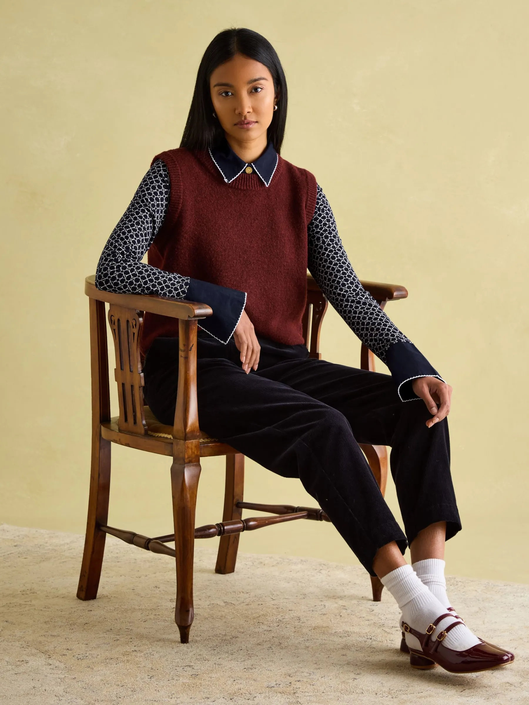 Cordelia Navy geo Long Sleeve Top<Joules