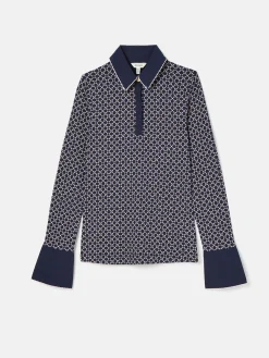 Cordelia Navy geo Long Sleeve Top<Joules