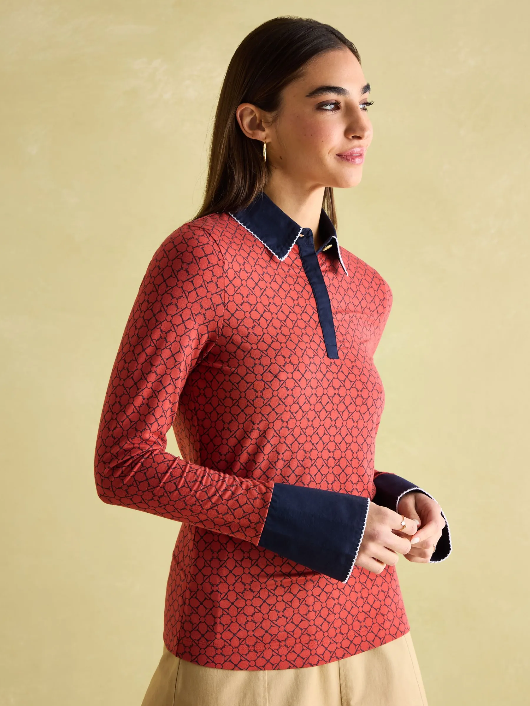 Cordelia Red Geo Long Sleeve Top<Joules Best