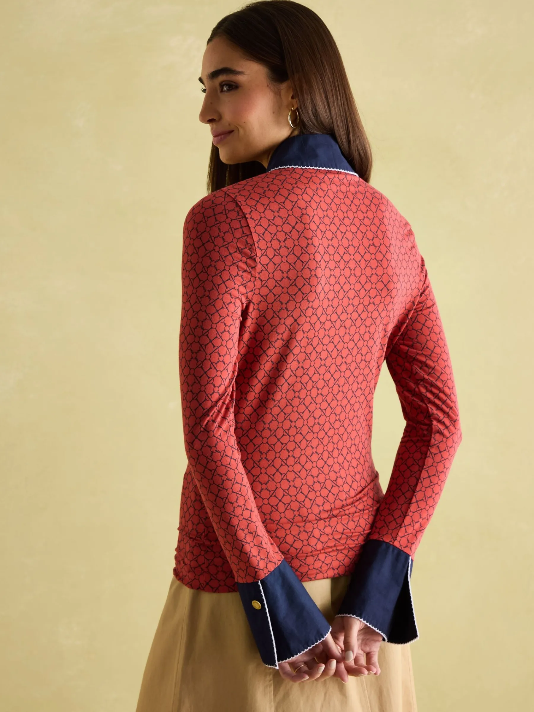 Cordelia Red Geo Long Sleeve Top<Joules Best