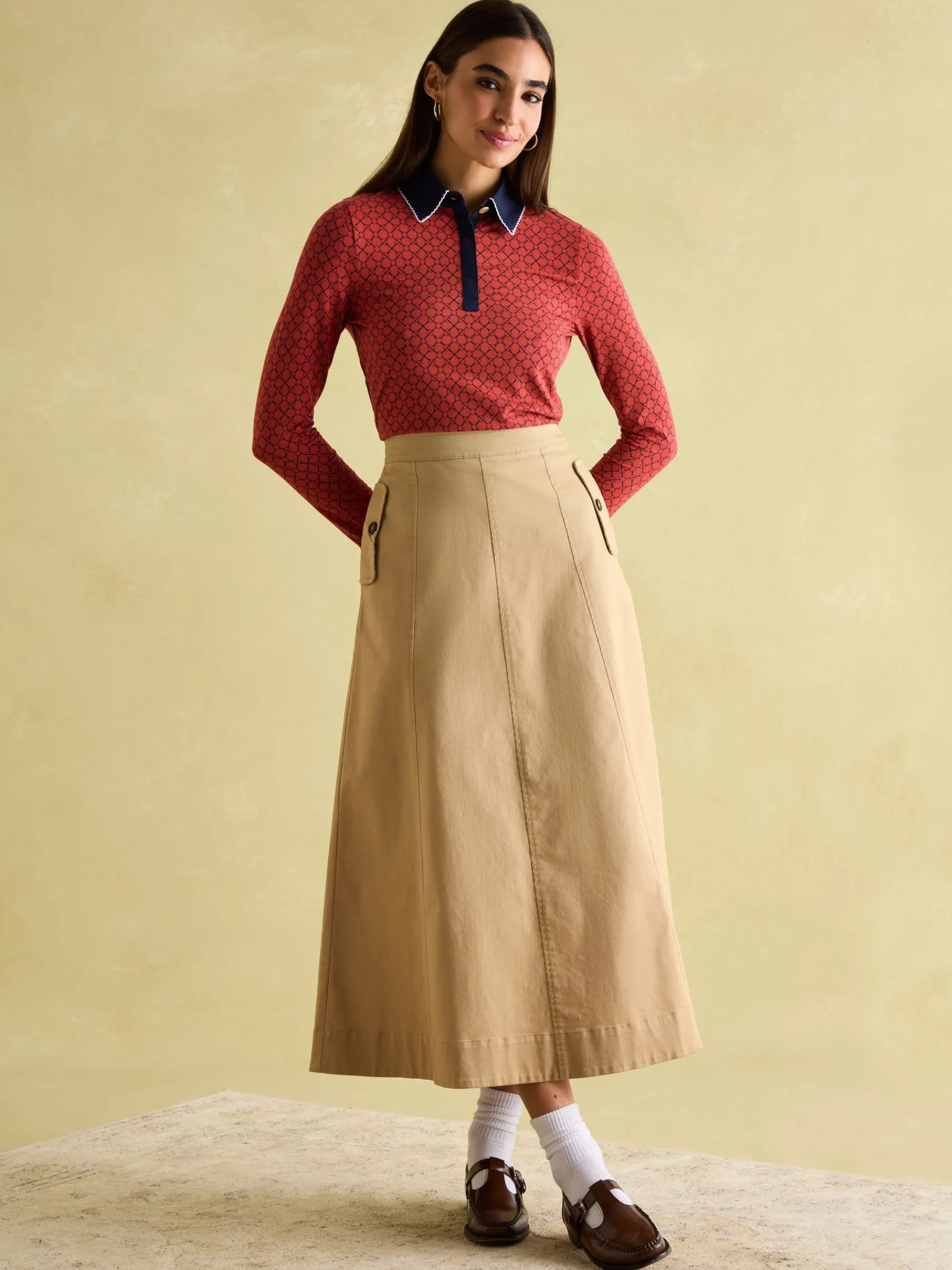 Cordelia Red Geo Long Sleeve Top<Joules Best