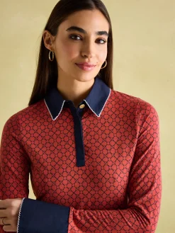 Cordelia Red Geo Long Sleeve Top<Joules Best
