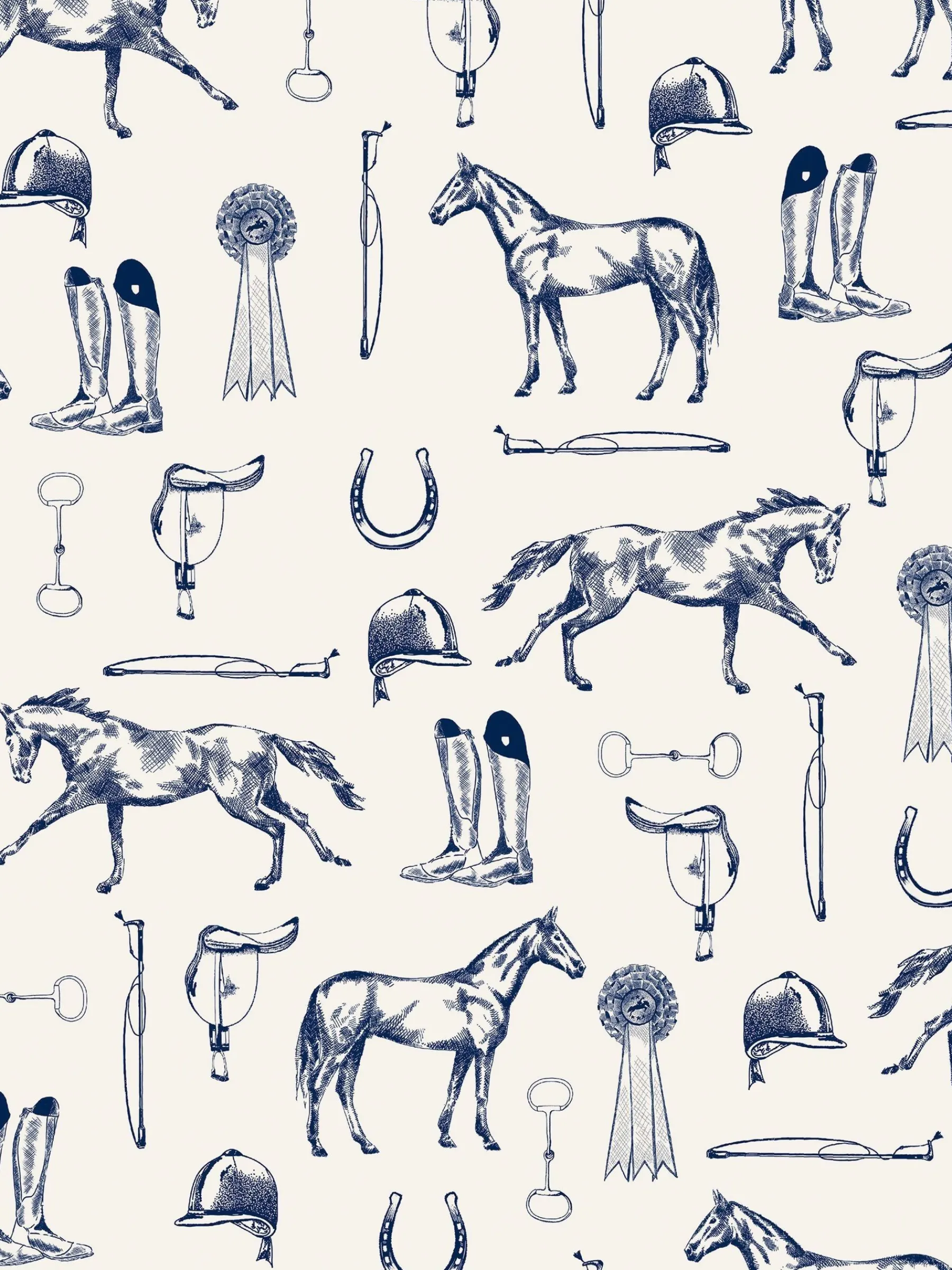 Sketched Equestrian Print 10M Wallpaper<Joules Sale