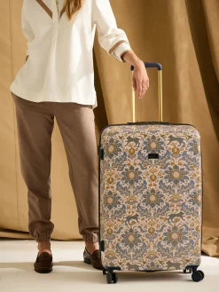Damask Print Large Four Wheel Hard Shell Suitcase<Joules Online