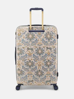 Damask Print Large Four Wheel Hard Shell Suitcase<Joules Online