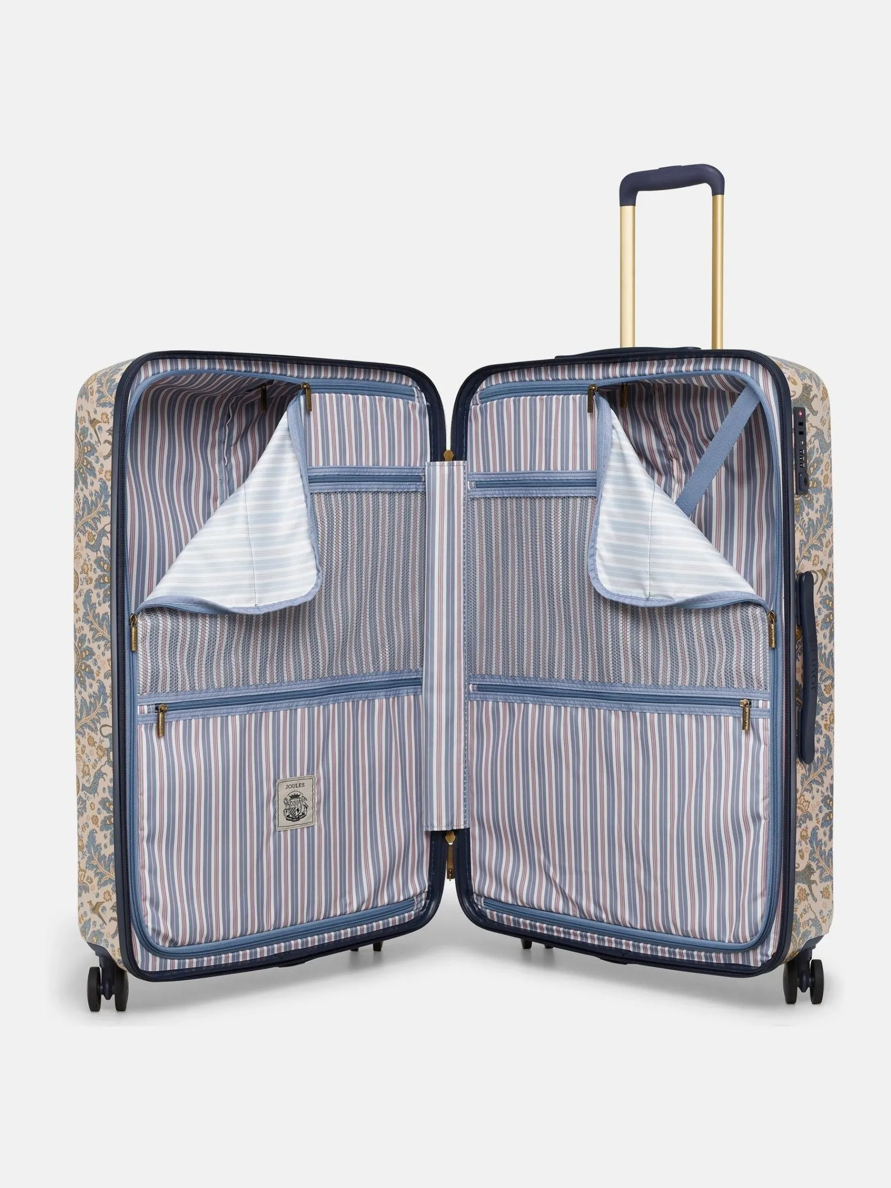 Damask Print Large Four Wheel Hard Shell Suitcase<Joules Online