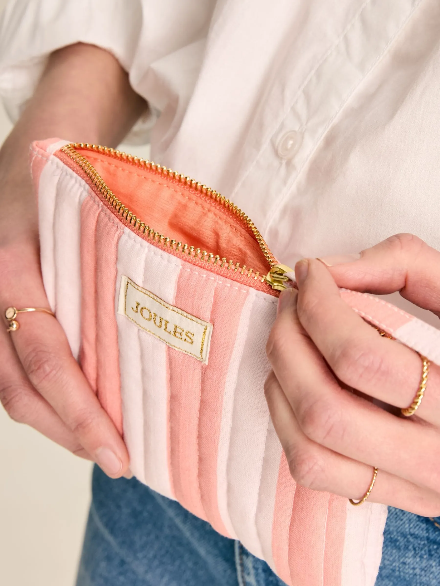 Daphne Pink & Orange Striped Wrist Purse<Joules Hot