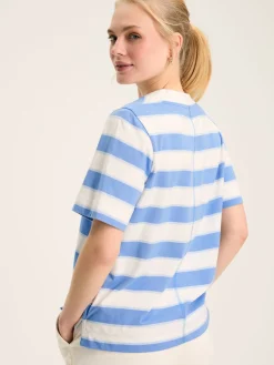 Darcey Blue Stripe V-Neck T-Shirt<Joules Discount