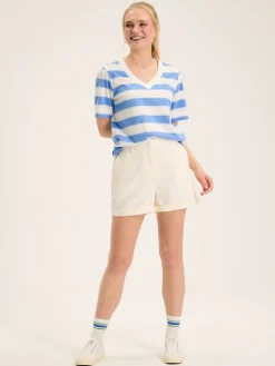 Darcey Blue Stripe V-Neck T-Shirt<Joules Discount