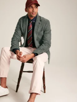 Dark Green Herringbone Texture Slim Fit Blazer<Joules New