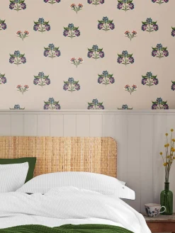 Dawn Grey Indienne Block Print 10M Wallpaper<Joules Clearance