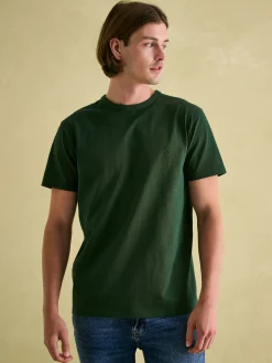 Denton Dark Green Heavyweight Jersey 100% Cotton Crew Neck T-Shirt<Joules Discount