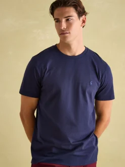 Denton Navy Blue Lightweight Jersey 100% Cotton Crew Neck T-Shirt<Joules Clearance