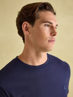 Denton Navy Blue Lightweight Jersey 100% Cotton Crew Neck T-Shirt<Joules Clearance