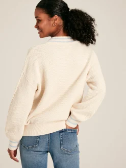 Dibbly Cream & Blue Cable Knit Cricket Jumper<Joules