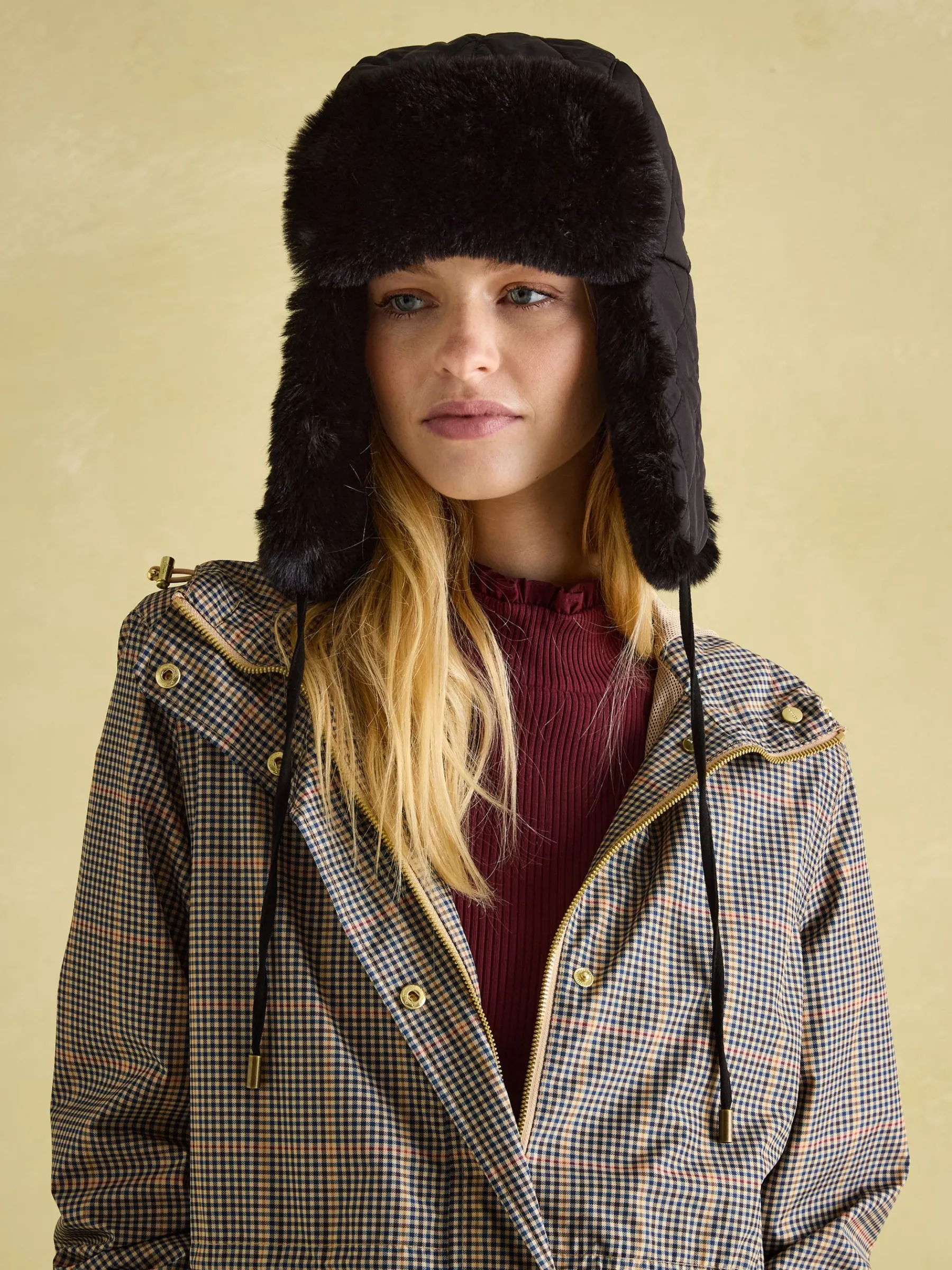 Eira Faux Fur Lined Quilted Trapper Hat<Joules Clearance