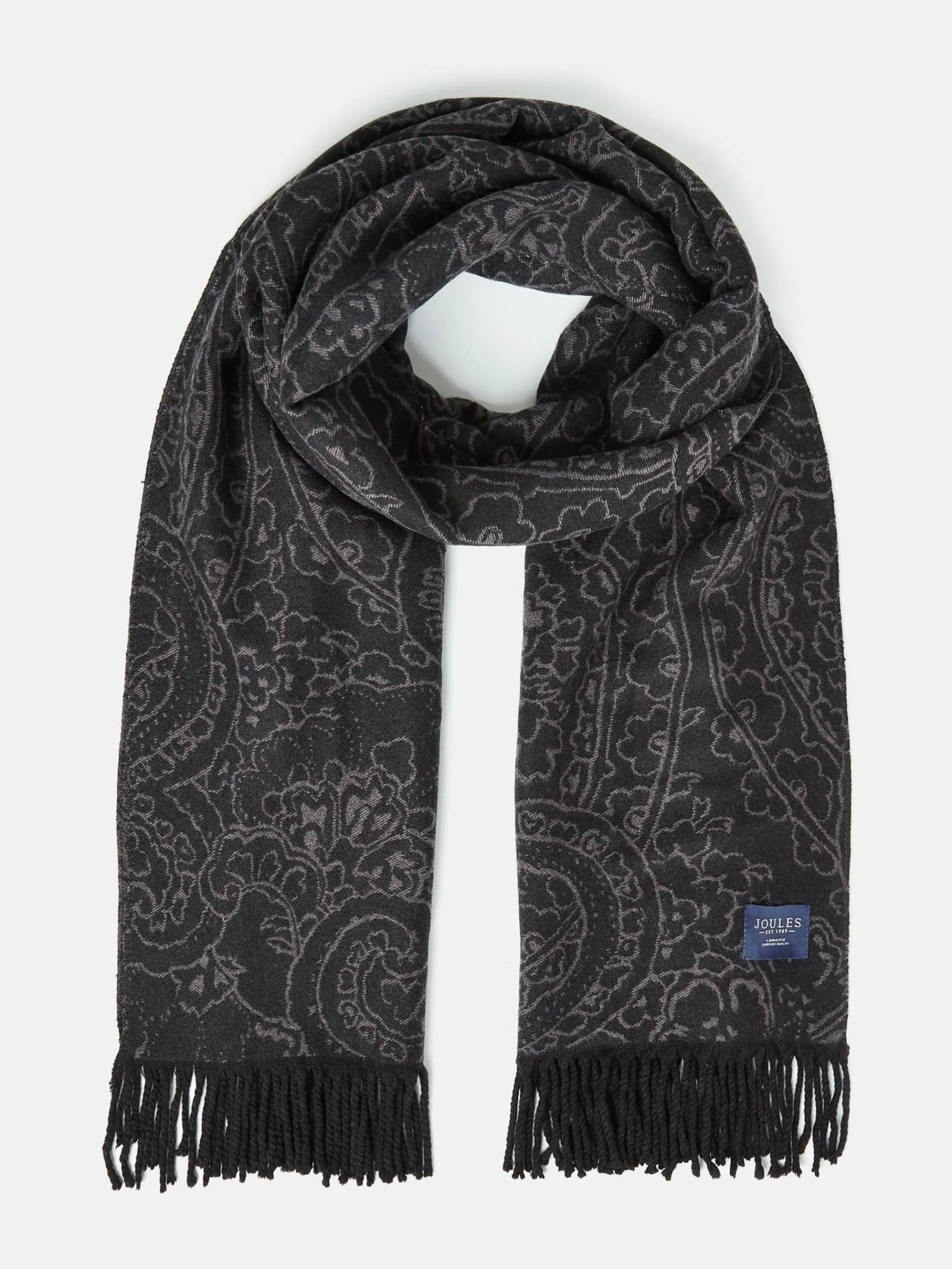 Elissa Black & Grey Double-Sided Jacquard Scarf<Joules Online