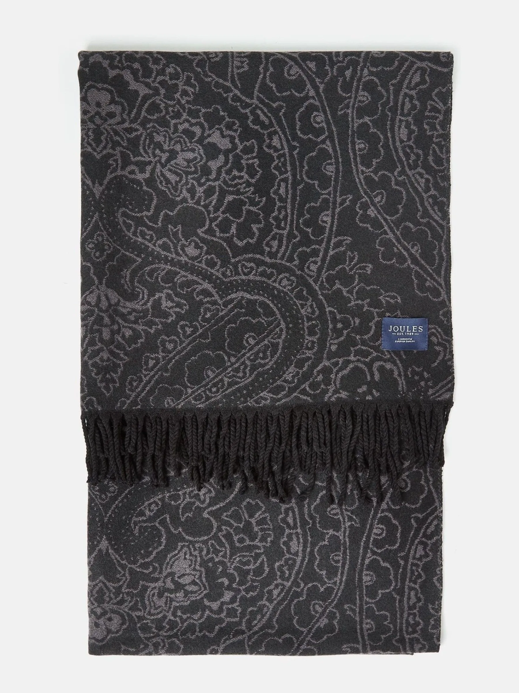 Elissa Black & Grey Double-Sided Jacquard Scarf<Joules Online