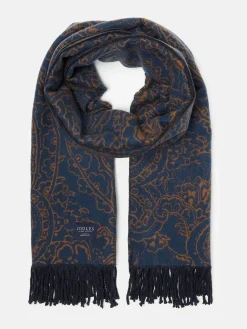 Elissa Navy & Camel Double-Sided Jacquard Scarf<Joules Sale