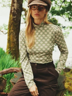 Elizabeth Green Floral High Neck Jersey Top<Joules Best