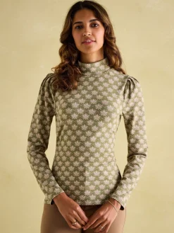 Elizabeth Green Floral High Neck Jersey Top<Joules Best