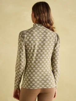 Elizabeth Green Floral High Neck Jersey Top<Joules Best